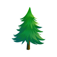Vibrant Green Pine Tree Illustration on White Background for Graphic Design