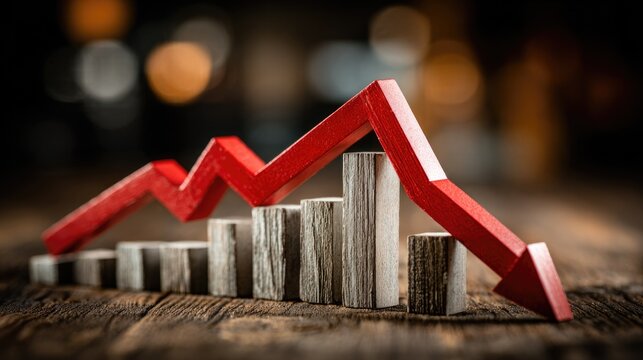 Red arrow graph showing economic decline and crisis concept