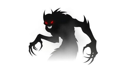 Evil Creature Shadow Silhouette Vector Isolated on White Background