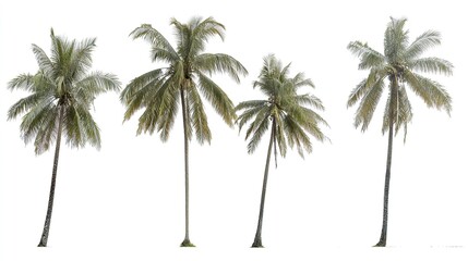 bark. Tropical coconut trees with distinct textures, isolated for a crisp botanical focus. gardening catalogs, home-decor guides, designed for home decor and floral branding, used by clinicians.