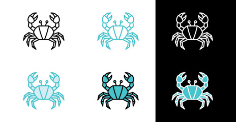 Sea crab crustacean icon in line and fill style