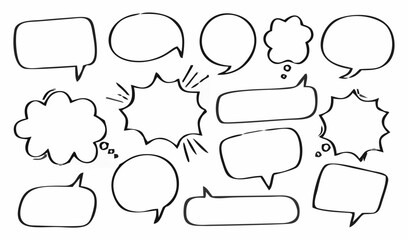 Fototapeta premium Hand Drawn Speech Bubbles & C...