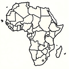 Outline map of Africa with state borders depicted  