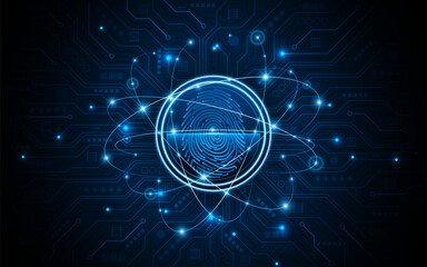 Abstract technology circuit board background. Fingerprint scanning cybersecurity concept. modern technology innovation concept background	