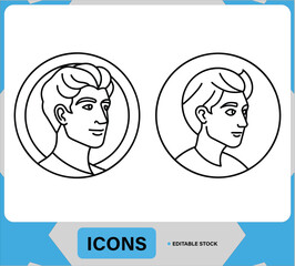 Professional Man Icon Simple Male Face in Circular Frame Minimalistic Male Avatar