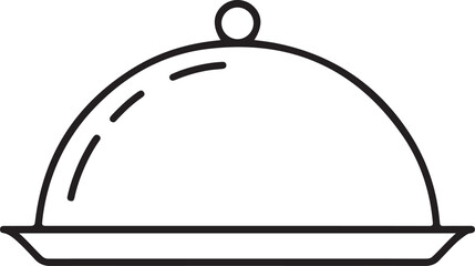 Simple line art illustration of a covered serving dish on a plate