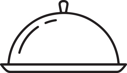 Simple outline drawing of a covered food platter on a white background