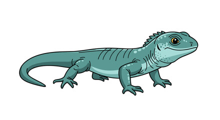 Obraz premium A detailed illustration of a turquoise lizard with scales and a long tail.