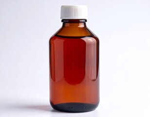 Amber glass bottle with white cap