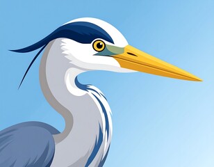Close-up profile of a heron