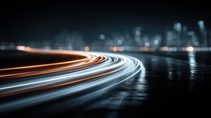 Beautiful Long Exposure Light Trails on a City Background at Night