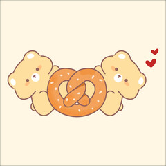 Bear with a Pretzel lllustration