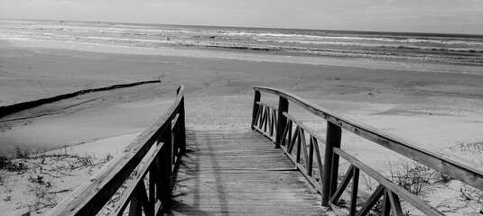 black and white photograph of the pier