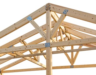 Wooden roof structure under construction