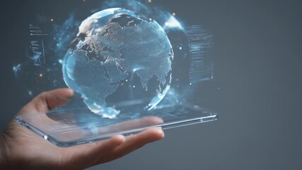 Holographic earth on smartphone - Powered by Adobe