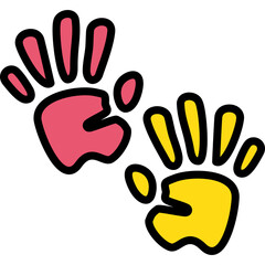hand print colored line icon