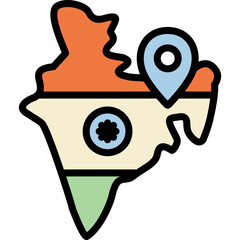 india map colored line icon