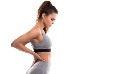 Woman in fitness outfit posing confidently, showcasing healthy lifestyle and modern wellness culture.