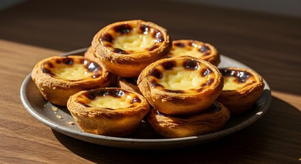 Homemade Pastéis de Nata on a Rustic Plate | Natural Light Food Styling