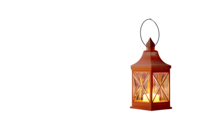 Lit Lantern: A rustic lantern, illuminated by a warm glow within, hangs suspended, casting a serene ambiance in an enchanting visual. 
