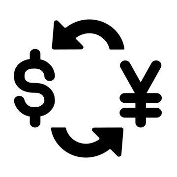 Currency symbols on white background. Dollar and yena.