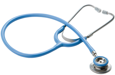  stethoscope isolated on a transparent background, in a blue color, a png photo cutout