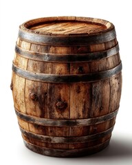Obraz premium A wooden barrel on a white background