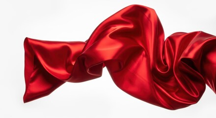Red Satin Fabric Flowing and Waving Abstract Background