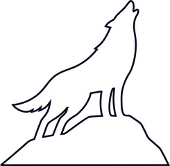 Howling wolf outline vector icon with minimal design, perfect for wildlife logos, outdoor brands, and nature art. Editable and scalable for versatile creative use.