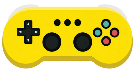 Yellow Video Game Controller on Transparent Background