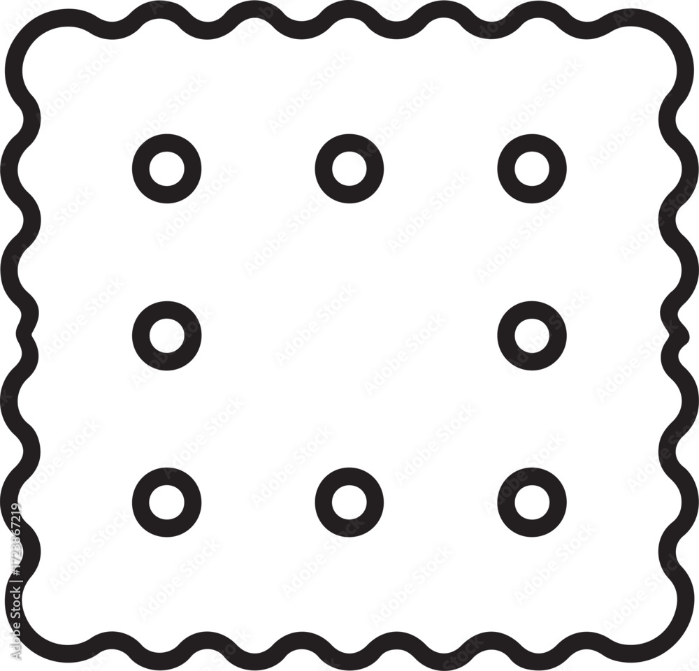 Poster simple square cracker with jagged edges and nine small holes