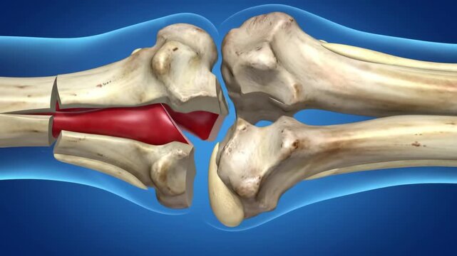 Elbow Joint Anatomy and Injury: 3D Animation Depicting Fractures and Bone Damage Processes