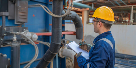 Engineers and technicians work at a water treatment and wastewater facility, monitoring systems, ensuring clean water production, and maintaining environmental safety standards.