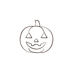 line vector illustration of a carved pumpkin. hand drawn jack-o-lantern. halloween pumpkin.