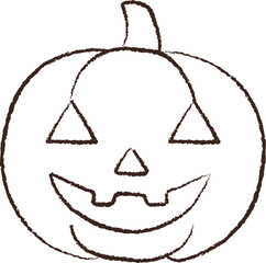line vector illustration of a carved pumpkin. hand drawn jack-o-lantern. halloween pumpkin.