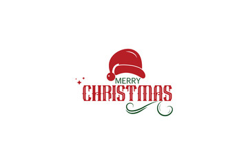 Merry Christmas typography, December, stars, Christmas hat typography in vector EPS, 10