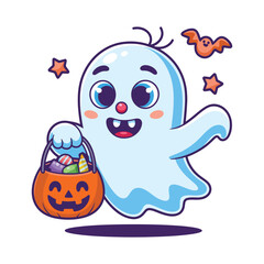 Obraz premium Spooky halloween ghost vector