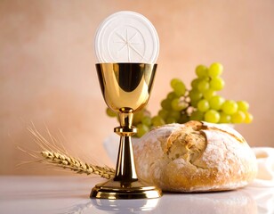 Communion elements on a table
