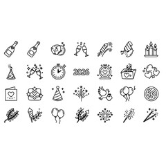 New year celebration icons vector graphic design template for holiday party event and festive occasion