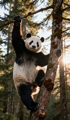 Obraz premium 树上的大熊猫