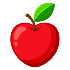 red apple with leaf