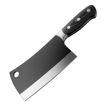 3d rendered sleek black cleaver knife isolated on transparent background