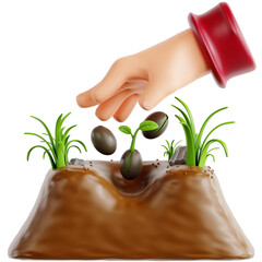 High quality illustration of Seed Planting in an agricultural, symbolizing farming, sustainability, and the importance of food production.