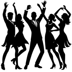 Fototapeta premium dancing boys and girls silhouettes