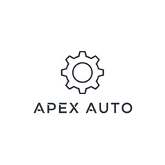 Simple logo featuring a gear icon above the words "APEX AUTO" in a clean, modern font.
