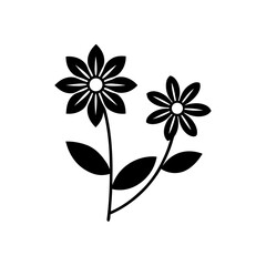 Fototapeta premium Two simple black and white flower shapes on transparent background