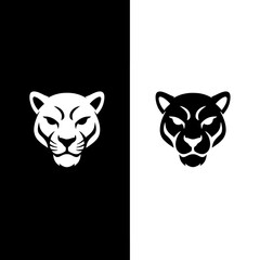 Cartoon illustration of a cute striped tiger head on a black background