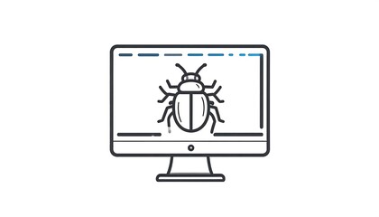 Computer screen with bug icon