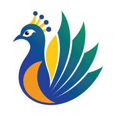 Obraz premium Proud Peacock Mascot Logo Fanned Tail Feathers Bright Design