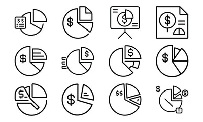 Business Line Icons Collection – Finance, Communication, Analytics, Growth, Partnership, Planning, Certification, Money Investment, and Office Management Vector Set